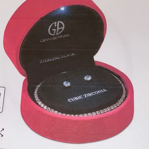 2Pc. Cubic Zirconia Tennis Bracelet & Stud Earrings in Sterling Silver - Picture 7 of 7